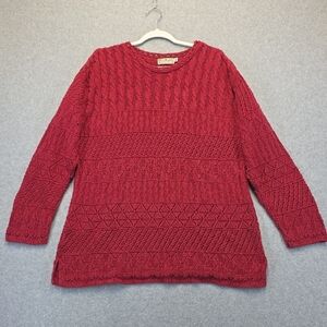 L.L. Bean Open Knit Cable Sweater Red XL – Made in USA